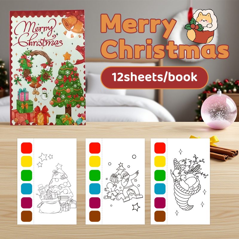 Holiday-Themed Watercolor Coloring Book